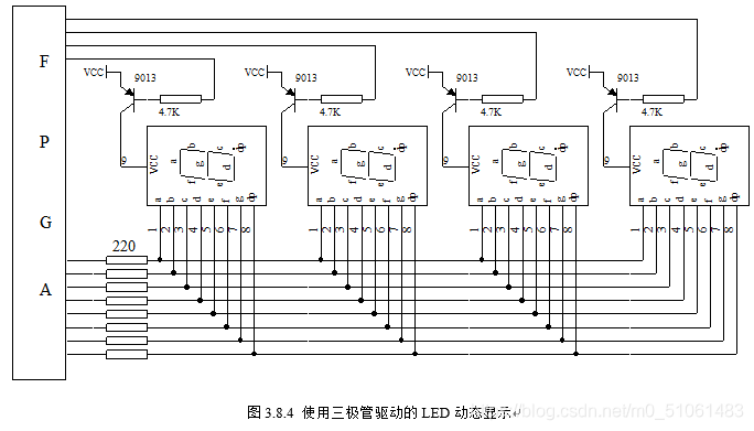 图3.8.4 使用三极管驱动的LED动态显示