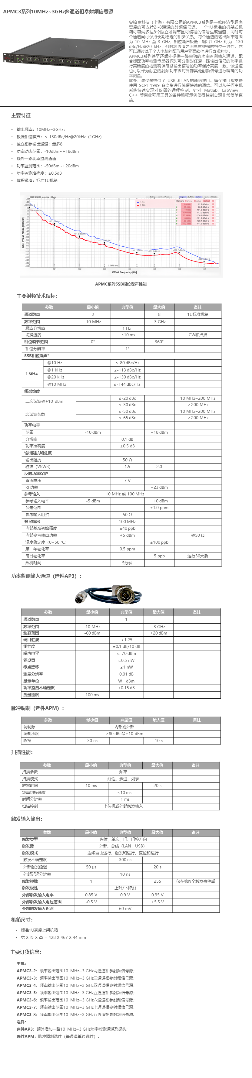 APNC3系列多通道相参信号源模块文档