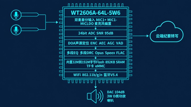 会议录音芯片方案：端侧原生DOA声源定位加波束降噪，远场拾音，AEC 回声消除